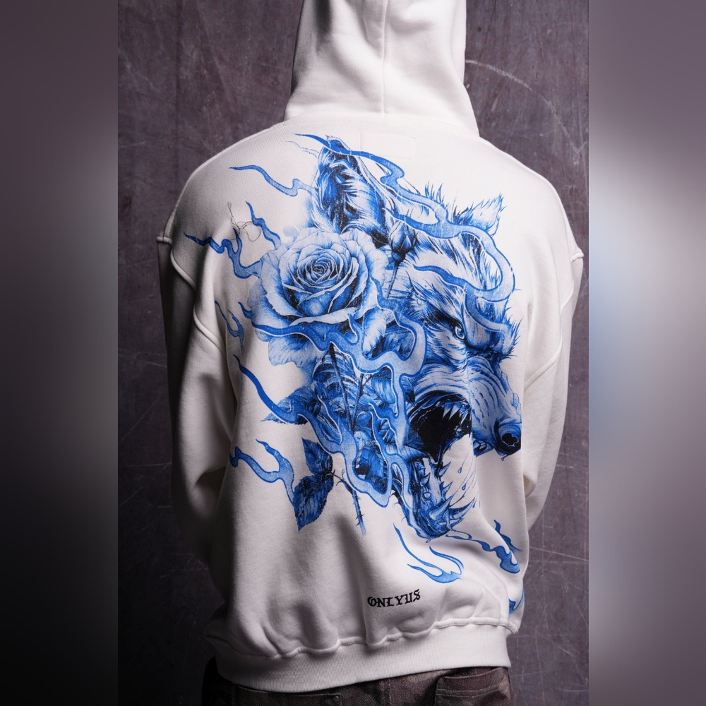 BNWT Wolves Among Roses "Side-By-Side" Pierce Hoodie in Cream